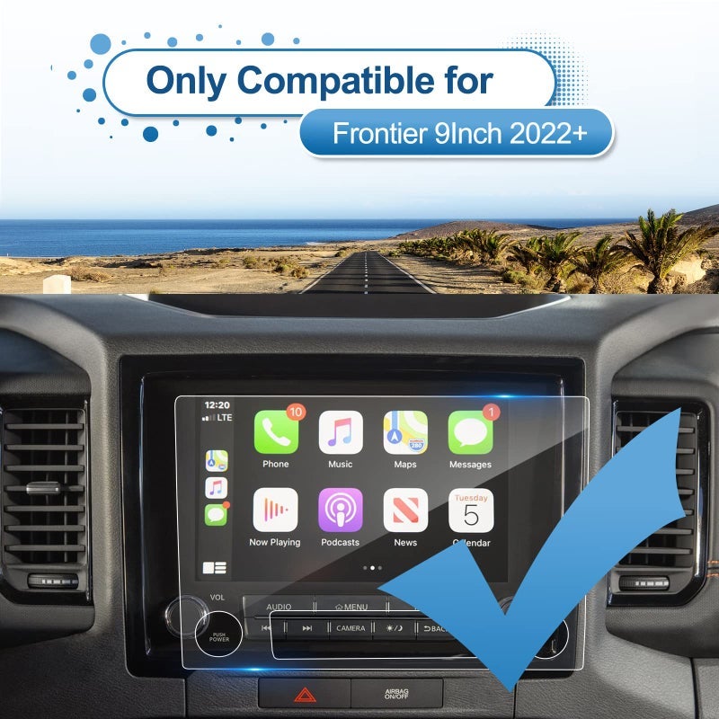 Coleya 2022 2023 2024 Frontier Screen Protector for Nissan Frontier (Pro-X/Pro-4X) 9-inch Touch Screen, 9H Tempered Glass 2024 2023 Frontier Pickup Accessories HD Transparent Protective Film 9" - Image 2